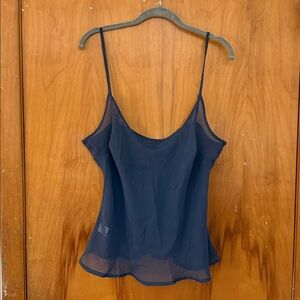 sheer blue cropped tank top